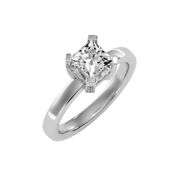Princess Cut High Raised Invisible Halo Engagement Ring