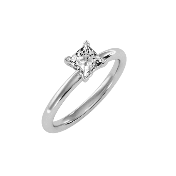 Princess Cut High Dome 4 claws Solitaire Engagement Ring