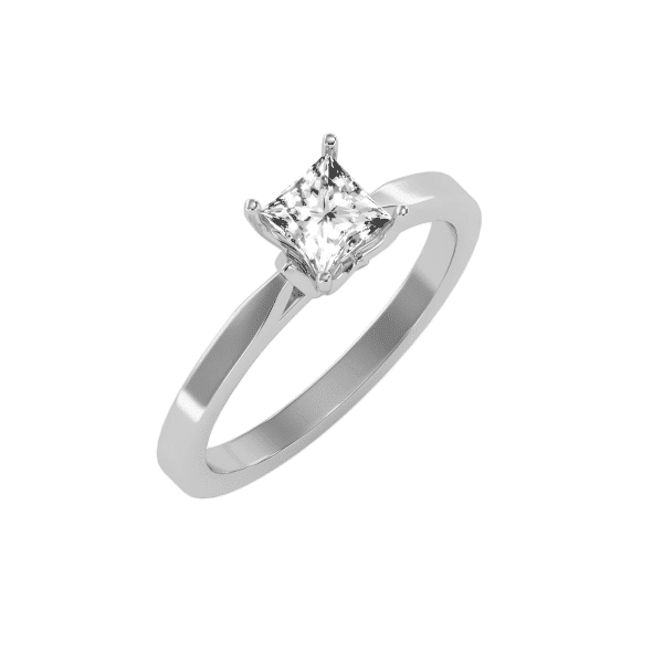 Princess Cut Tapered Tulip Solitaire Engagement Ring