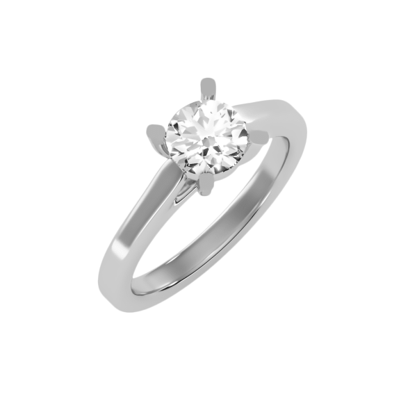Round Cut Cathedral Crossed Claws Solitaire Engagement Ring