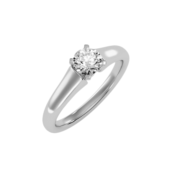 Round Cut Flare 4 Claws Solitaire Engagement Ring