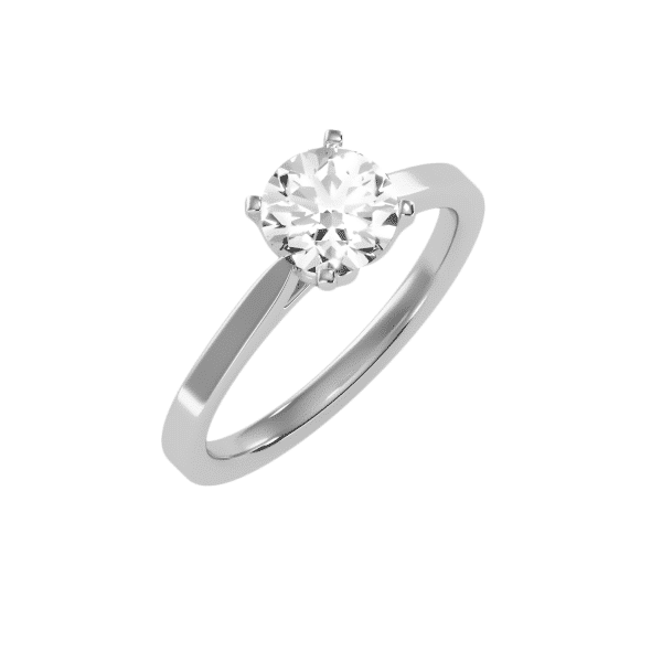 Round Cut Flower Claws Solitaire Engagement Ring