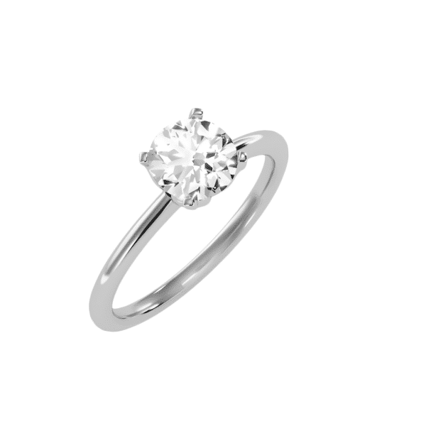 Round Cut Petite Tapered Solitaire Engagement Ring