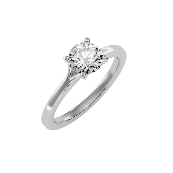 Round Cut Hidden Curled Claws Solitaire Engagement Ring