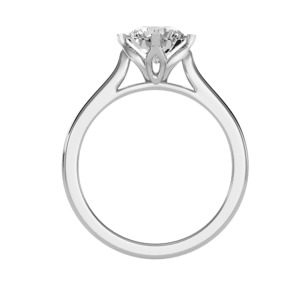 Round Cut Cathedral Flower Solitaire Engagement Ring