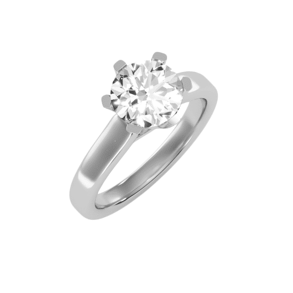 Round Cut Cross Claws Flare Solitaire Engagement Ring