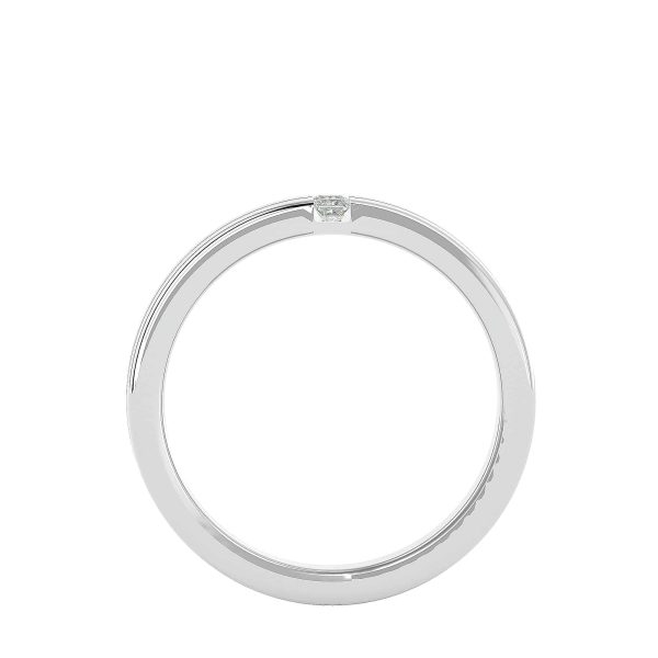 Flat Round Edge Railed Diamond Comfort Fit Men's Wedding Ring