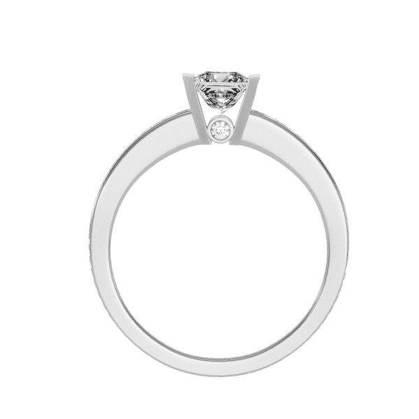 Princess Cut Bar-Set Hidden Diamond Solitaire Engagement Ring