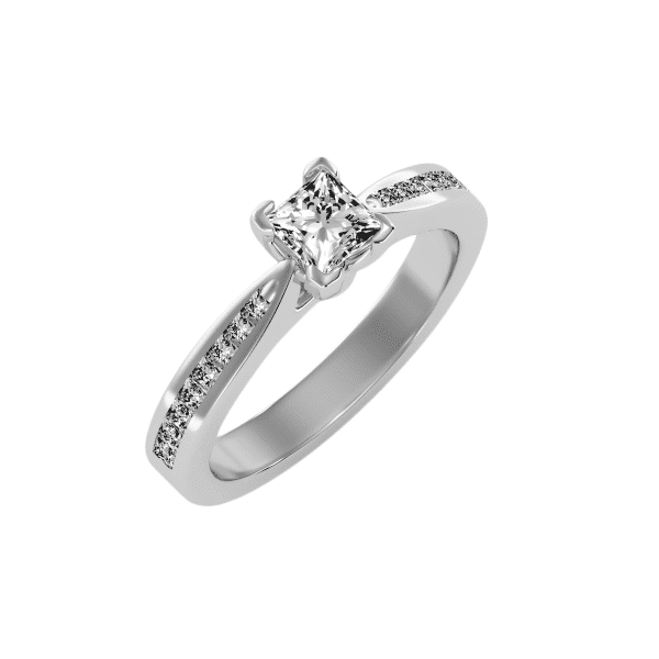 Princess Cut Tapered Channel-Set Diamond Solitaire Engagement Ring