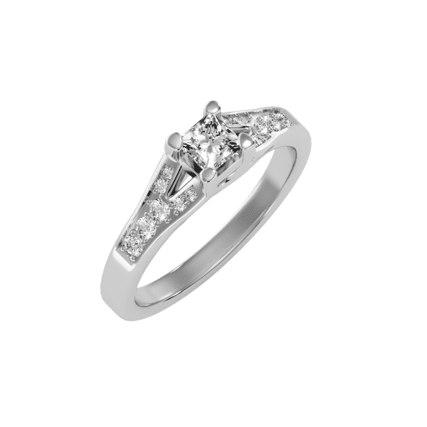 Princess Cut Cross Claws Split Shank Channel-Set Diamond Solitaire Engagement Ring