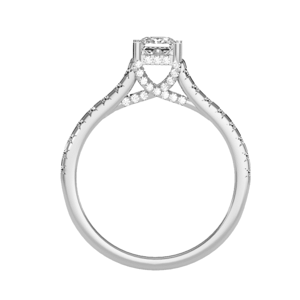 Princess Cut Cross Claws Hidden Pave-Set Diamond Solitaire Engagement Ring