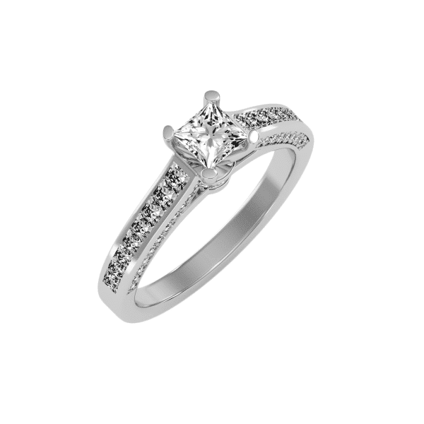 Princess Cut All Side Hidden MicroPave-Set Diamond Solitaire Engagement Ring