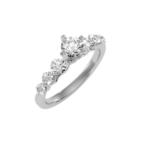 Round Cut Flare Bar-Set Diamond Solitaire Engagement Ring