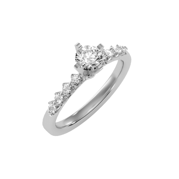 Round Cut Bar-Set Diamond Solitaire Engagement Ring