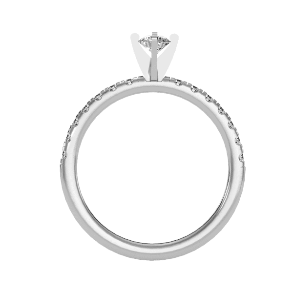 Round Cut 4 Claws Pave-Set Diamond Classic Solitaire Engagement Ring