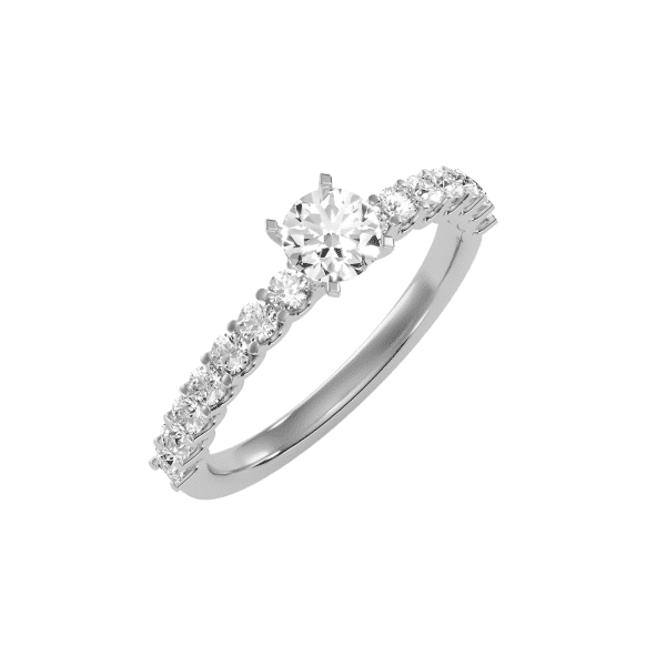 Round Cut 4 Claws Scallop-Set Solitaire Diamond Engagement Ring