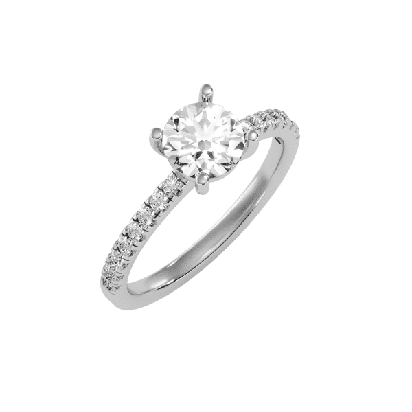 Round Cut Petite Hidden Bezel Pave-Set Solitaire Diamond Engagement Ring