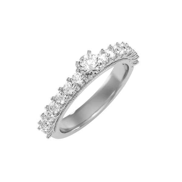 Round Cut Milgrain Scallop-Set Solitaire Diamond Engagement Ring