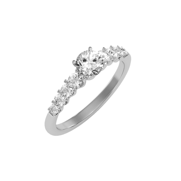 Round Cut 4 Claws Hidden Bezel Bar-Set Diamond Engagement Ring