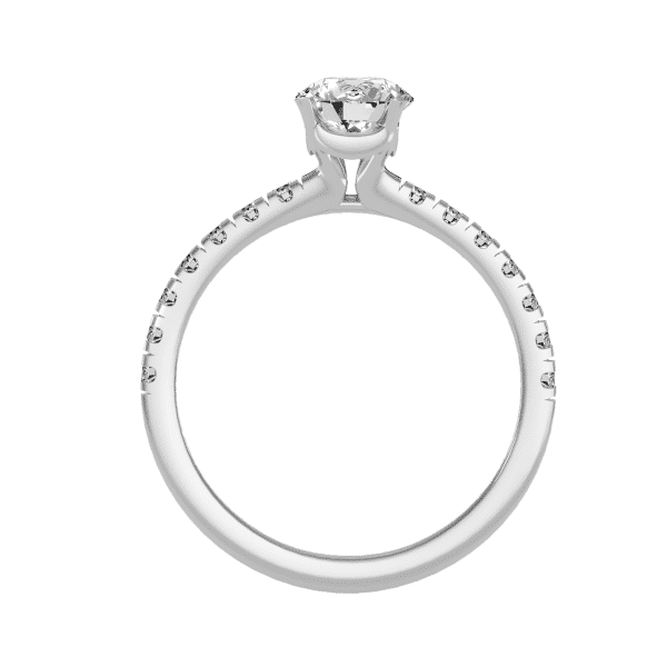 Round Cut Bridged Bezel Pave-Set Diamond Solitaire Engagement Ring