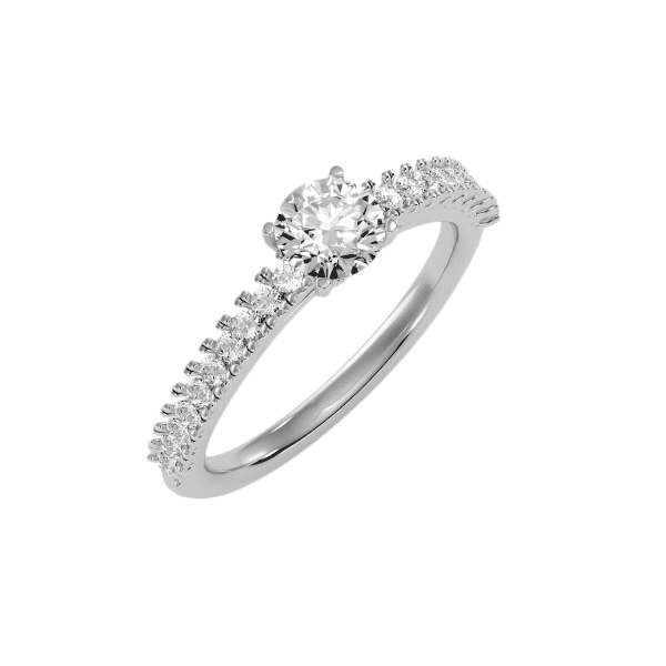 Round Cut Hidden 4 Claws Scallop-Set Diamond Solitaire Engagement Ring