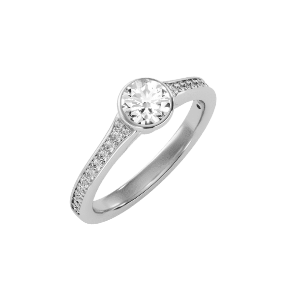 Round Cut Bezel Pinpoint-Set Diamond Solitaire Engagement Ring