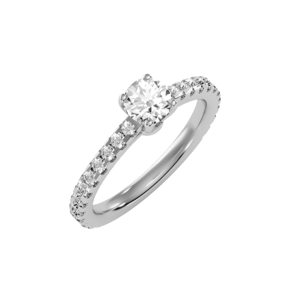 Round Cut 4 Claws Hidden Halo Pave-Set Diamond Solitaire Engagement Ring