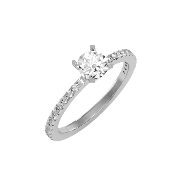 SGCSB-072 Round Cut Petite 4 Claws Classic Pave-Set Diamond Solitaire Engagement Ring