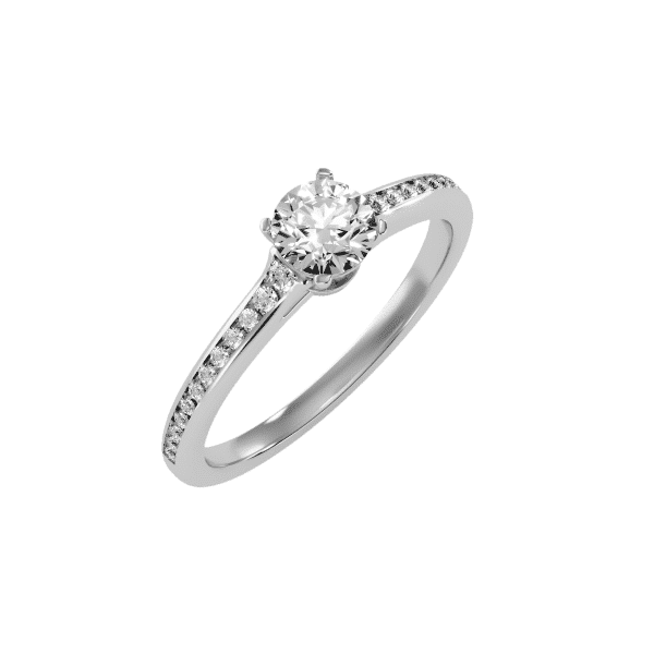 Round Petite Cathedral Channel-Set Diamond Solitaire Engagement Ring