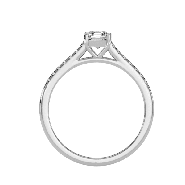 Asscher Cut Hidden Bezel Cathedral Pave-Set Diamond Solitaire Engagement Ring