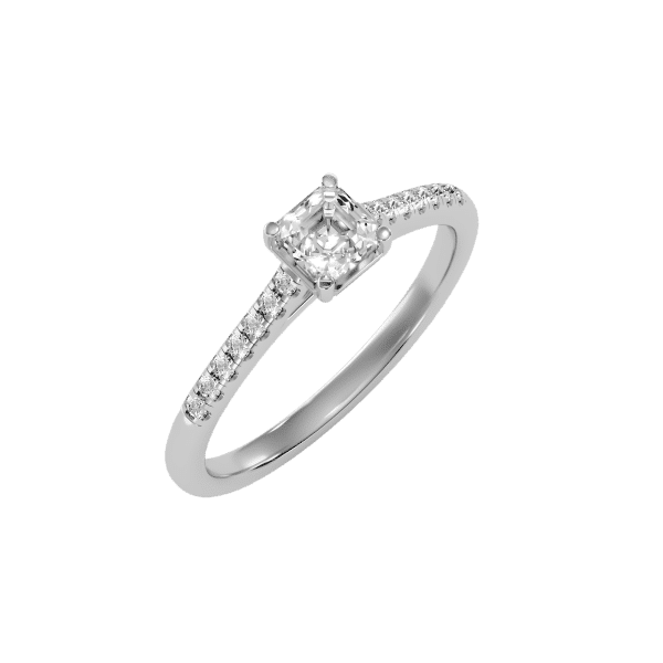 Asscher Cut Hidden Bezel Cathedral Pave-Set Diamond Solitaire Engagement Ring