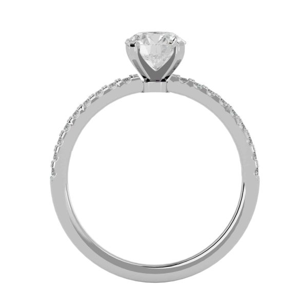 Round Cut Classic 4 Claws Pave-Set Solitaire Diamond Engagement Ring