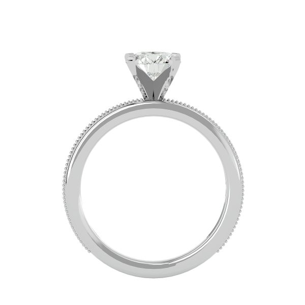 Round Cut Vintage Milgrain Floating Channel-Set Solitaire Diamond Engagement Ring