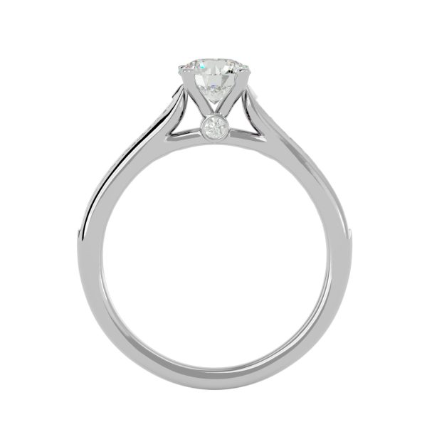 Round Cut 4 Claws Hidden Cathedral Pinpoint-Set Diamond Engagement Ring
