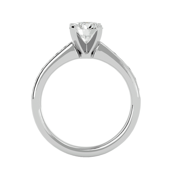 Round Cut Classic 4 Claws Channel-Set Solitaire Diamond Engagement Ring