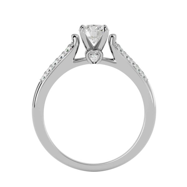 Josephine Round Cut 4 Claws Stand Alone Micro-Pave Set Solitaire Diamond Engagement Ring