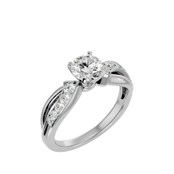 Josephine Round Cut 4 Claws Twisted Channel-Set Solitaire Diamond Engagement Ring