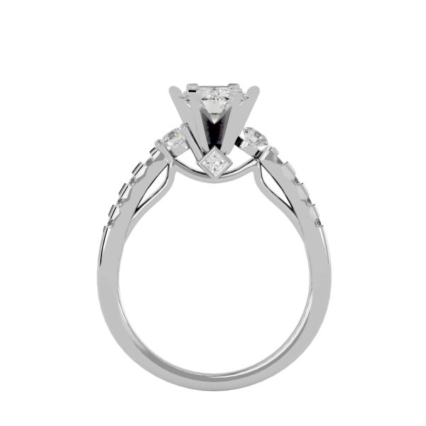 Josephine Round Cut Hidden Side Stones Pave-Set  Solitaire Diamond Engagement Ring