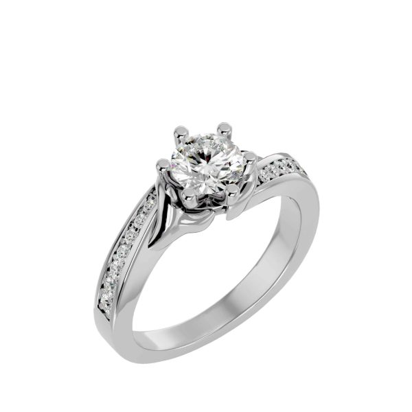 Round Cut 6 Claws Twisted Pinpoint-Set Solitaire Diamond Engagement Ring