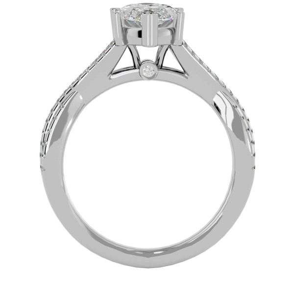 Marquise Cut Hidden Twisted MicroPave-Set Solitaire Diamond Engagement Ring