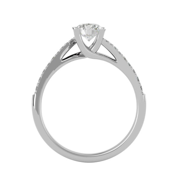 Round Cut 4 Claws Twisted Tapered Pave-Set Solitaire Diamond Engagement Ring