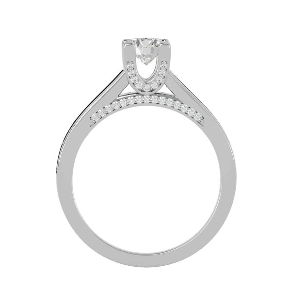 Round Cut MicroPave Bridge Floating Pinpoint-Set Solitaire Diamond Engagement Ring