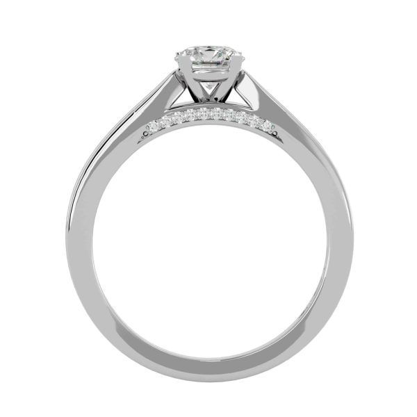 Round Cut 3/4 Way Pinpoint-Set Invisible Bridge Solitaire Diamond Engagement Ring
