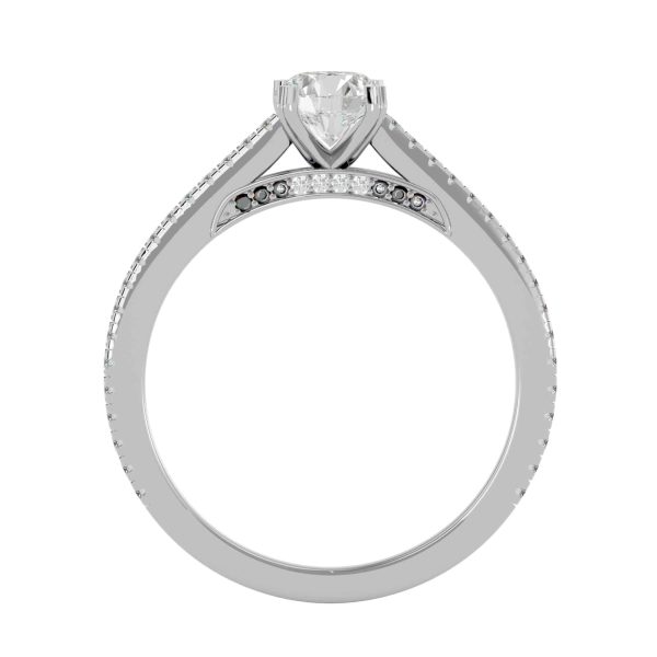 Round Cut 3/4 Way Petite Hidden Bridge Pave-Set Solitaire Diamond Engagement Ring