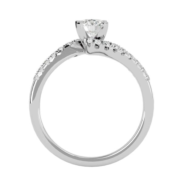Round Cut 1/3 Way Twisted Petite Pave-Set Solitaire Diamond Engagement Ring