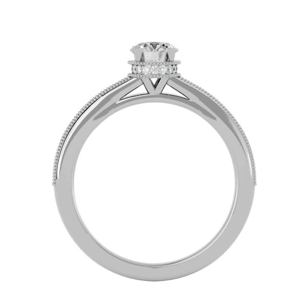 Lucy Round Cut Invisible Milgrain Halo Double MicroPave-Set Diamond Solitaire Engagement Ring