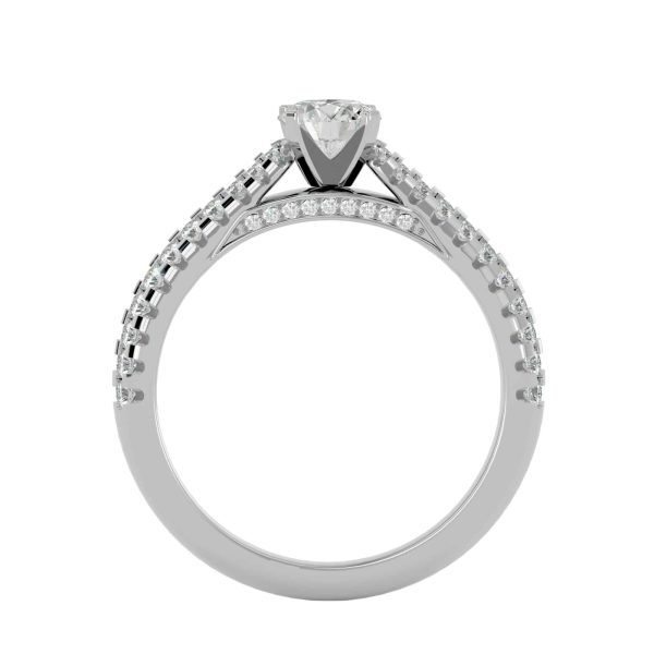 Round Cut 4 Claws Tapered Hidden Double MicroPave-Set Diamond Solitaire Engagement Ring