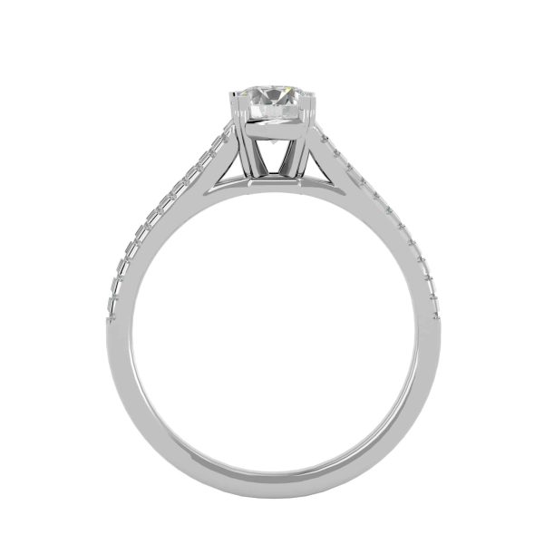 Round Cut 4 Claws Split Band MicroPave-Set Diamond Solitaire Engagement Ring