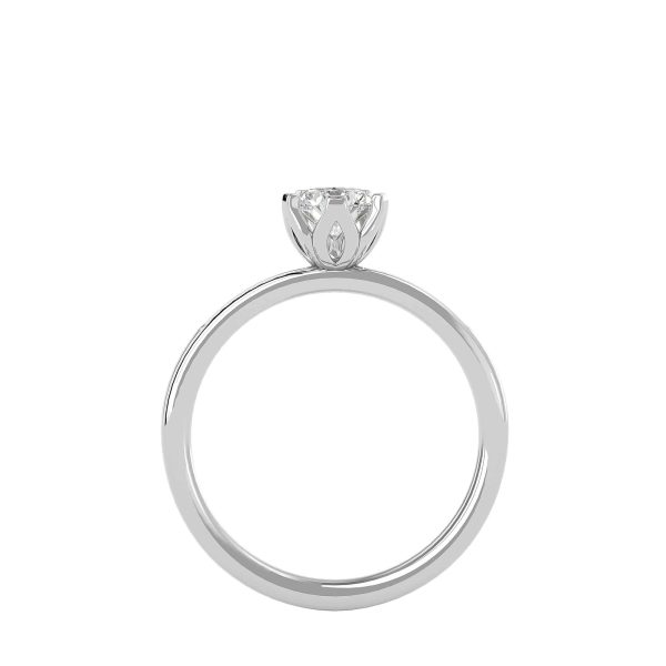 Round Cut Tulips Pinpoint-Set Diamond Solitaire Engagement Ring