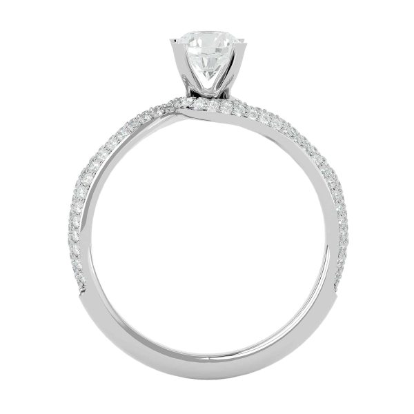 Josephine Round Cut 4 Claws Twisted MicroPave-Set Halo Diamond Engagement Ring